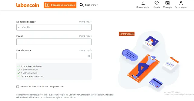 créer compte le bon coin